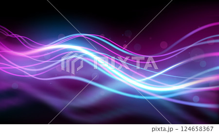 Blue and Pink Light Trails, Long Time Exposure Motion Blur Effect, Vector Illustration 124658367