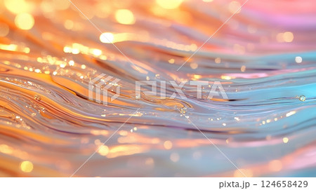 Abstract Flowing Fabric with Pastel Colors and Bokeh Lights 124658429