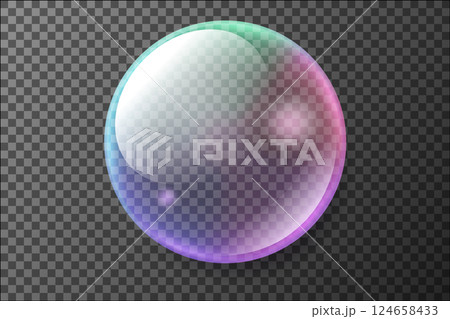 Transparent Soap Bubble, Ready For Png, Vector Illustration 124658433