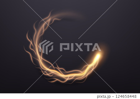Circular Path of Golden Fire, Vector Illustration 124658448