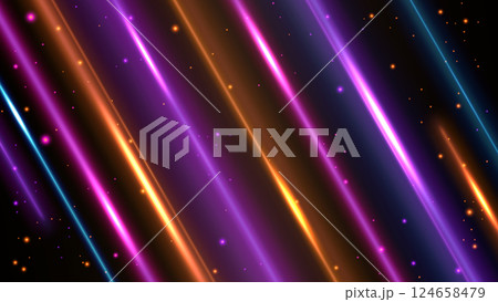 Abstract Colorful Lines Background with Flying Particles, Vector Illustration 124658479