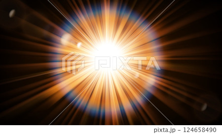 Sunlight Dazzling the Planets, Outer Space Background. Widescreen Vector Illustration 124658490