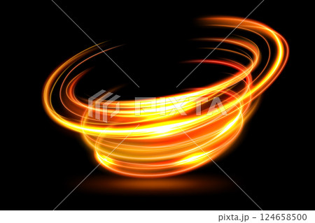 Abstract Ring Light Effect Isolated on Dark Background, Vector Illustration 124658500