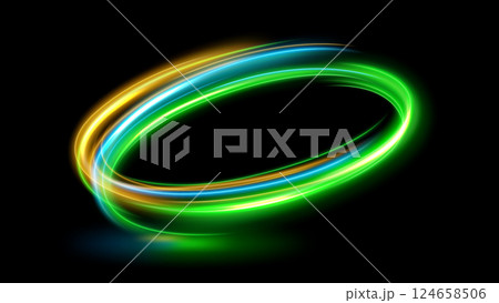 Abstract Ring Light Effect Isolated on Dark Background, Vector Illustration 124658506