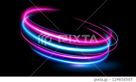 Abstract Ring Light Effect Isolated On Dark Background, Vector Illustration 124658507