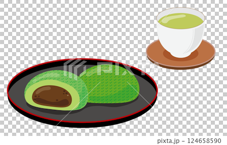 よもぎ餅とお茶 124658590