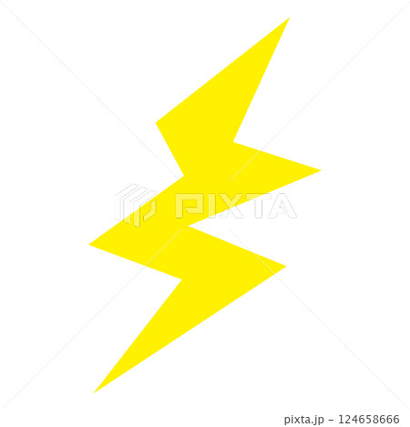稲妻のシンプルでフラットなイラスト　白背景 124658666