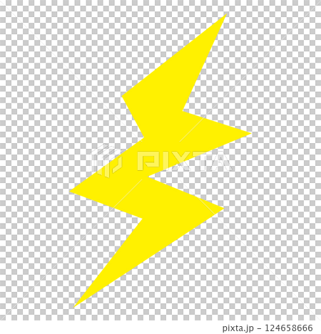 稲妻のシンプルでフラットなイラスト　白背景 124658666