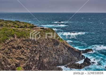 悪天候で荒れ狂う足摺岬 悪天候で荒れ狂う足摺岬 124658694