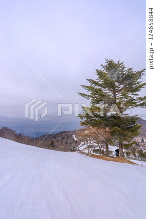 春の訪れの近い雪景色のゲレンデ 春の訪れの近い雪景色のゲレンデ 124658844