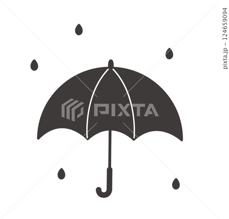 シンプルな傘のモノクロベクターイラスト 124659094