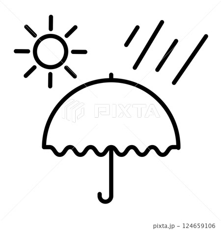 シンプルな晴雨兼用の傘のイラストアイコン シンプルな晴雨兼用の傘のイラストアイコン 124659106
