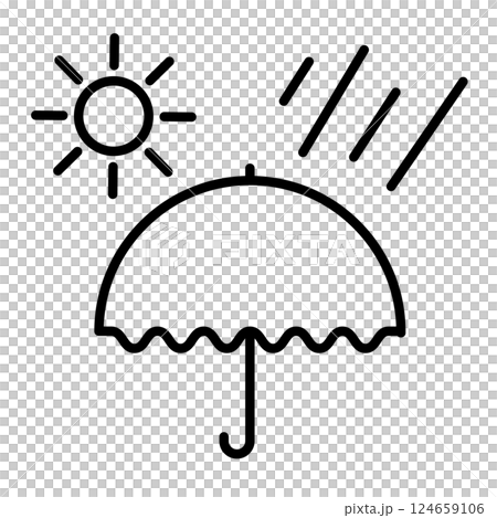 シンプルな晴雨兼用の傘のイラストアイコン シンプルな晴雨兼用の傘のイラストアイコン 124659106