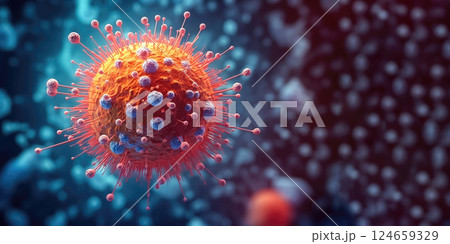 Exploring Viral Biology: Close-Up of a Virus Cell Microscopic Image 124659329