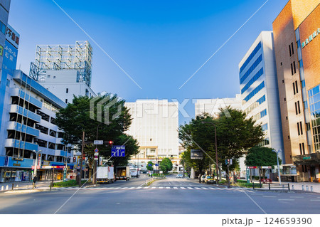 仙台駅東口駅前　宮城野通　朝景 124659390