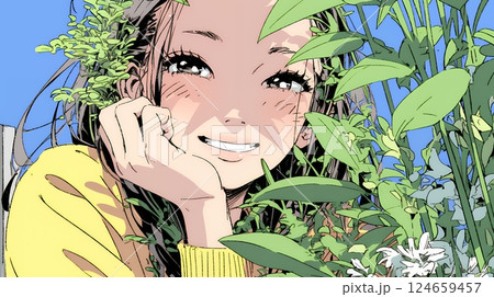 ポジティな気持ちが一杯で、笑顔一杯の若い女性：人と接するときに自然と微笑んだり、表情が柔らかい。