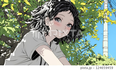 ポジティな気持ちが一杯で、笑顔一杯の若い女性：人と接するときに自然と微笑んだり、表情が柔らかい。