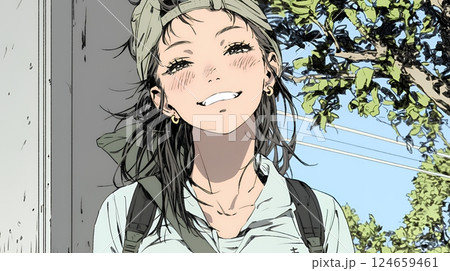 ポジティな気持ちが一杯で、笑顔一杯の若い女性：人と接するときに自然と微笑んだり、表情が柔らかい。