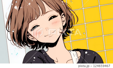 ポジティな気持ちが一杯で、笑顔一杯の若い女性：人と接するときに自然と微笑んだり、表情が柔らかい。