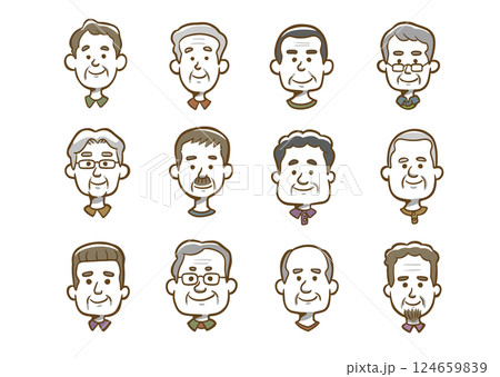 いろんな種類の笑顔の老人たち いろんな種類の笑顔の老人たち 124659839