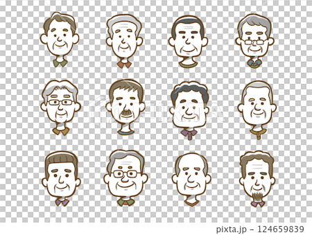 いろんな種類の笑顔の老人たち いろんな種類の笑顔の老人たち 124659839