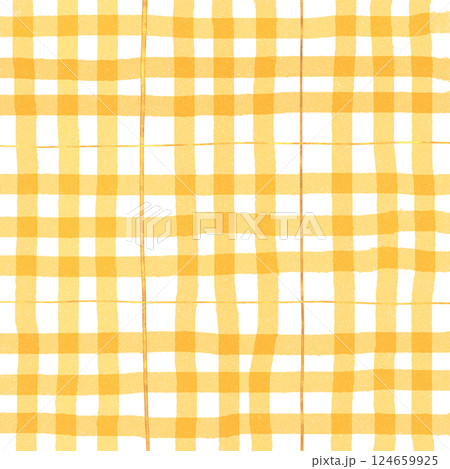 Gold Orange Plaid Gingham Check Hand Drawn Background Pattern Overlay 124659925
