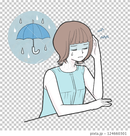 雨で頭痛がする女性 雨で頭痛がする女性 124660301