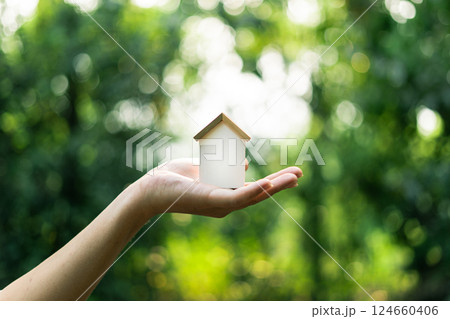 Eco-friendly house concept, The concept of real estate in mortgages. copyspace, copy space 124660406