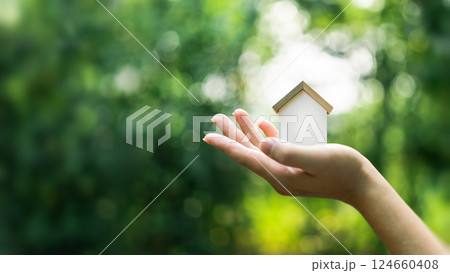 Eco-friendly house concept, The concept of real estate in mortgages. copyspace, copy space 124660408