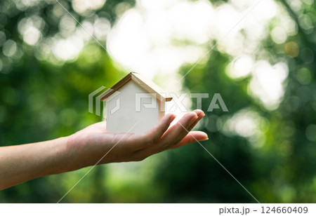 Eco-friendly house concept, The concept of real estate in mortgages. copyspace, copy space 124660409