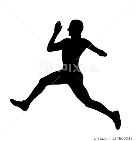 athlete runner with amputated arm running black silhouette on white background athlete runner with amputated arm running black silhouette on white background 124660538