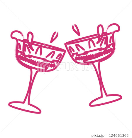 Wine glass. Hand drawn champagne glass sketch. Full sparkling wine glass. Vector illustration isolated on white background. Wine glass. Hand drawn champagne glass sketch. Full sparkling wine glass. Vector illustration isolated on white background. 124661363