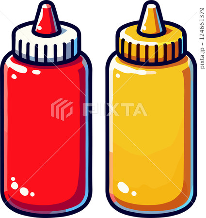 シンプルなケチャップとマスタード 124661379