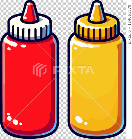 シンプルなケチャップとマスタード 124661379