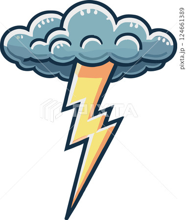 雨雲と雷のイラスト 124661389