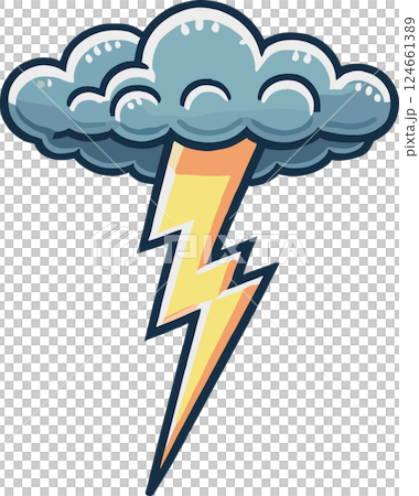 雨雲と雷のイラスト 124661389
