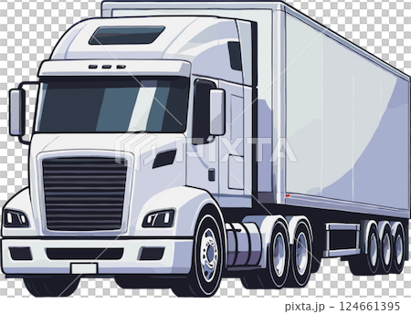 白色大卡車插圖 124661395