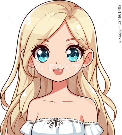 金髪美少女のイラスト 124661408