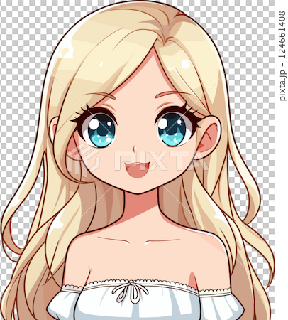 金髪美少女のイラスト 124661408