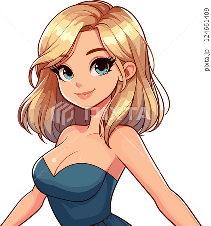 金髪美女のイラスト 124661409
