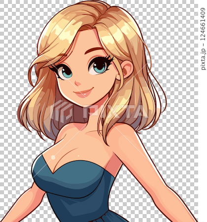 金髪美女のイラスト 124661409