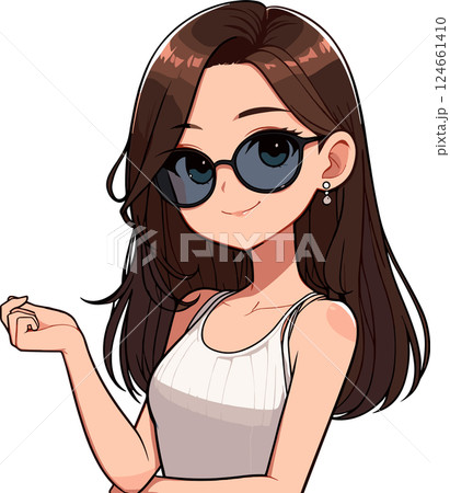 サングラスをかけたかわいい女性 124661410