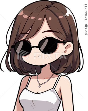 サングラスをかけたかわいい女性 124661411
