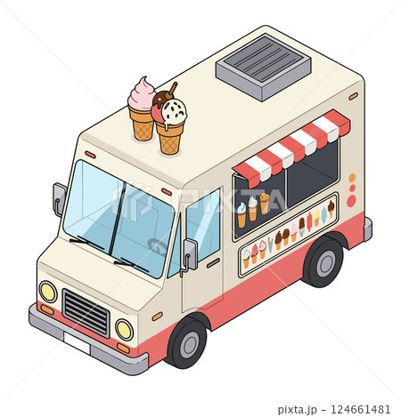 ice cream truck isometric 124661481