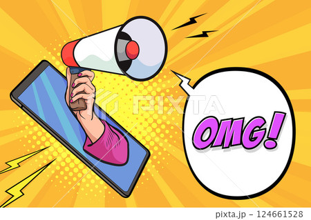 hand hold megaphone  097 124661528