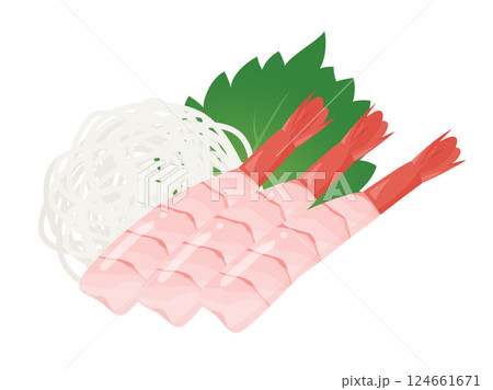 盛り付けた甘えびの刺身のイラスト素材 124661671