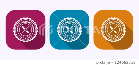 No artificial flavor icon design illustration, Artificial flavor free symbol in shadow button design 124662318