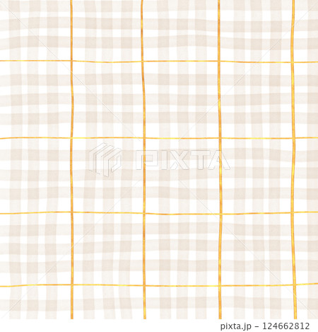 Gold Brown Beige Plaid Gingham Check Hand Drawn Background Pattern Overlay Gold Brown Beige Plaid Gingham Check Hand Drawn Background Pattern Overlay 124662812