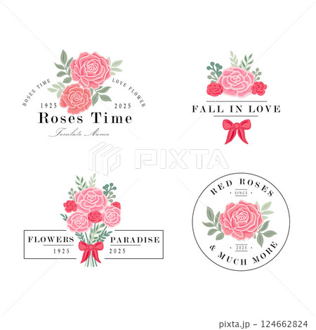 Logo or icon flower set design template. Logo or icon flower set design template. 124662824
