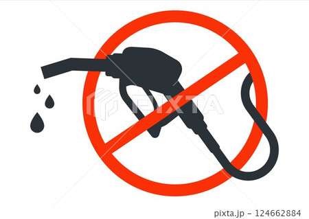 pistol at gas station. no petrol. crossed out car sign 124662884